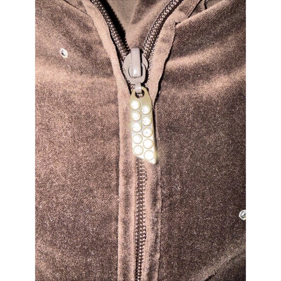 VTG Quacker Factory Women’s Velour Jacket Brown Rhinestones Holidays XL Full Zip - Picture 5 of 5